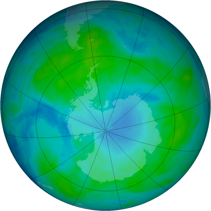Antarctic ozone map for 27 January 1986